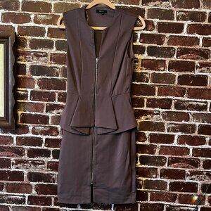 RW&CO Black Front-Zip Peplum Sheath Dress - Size 6